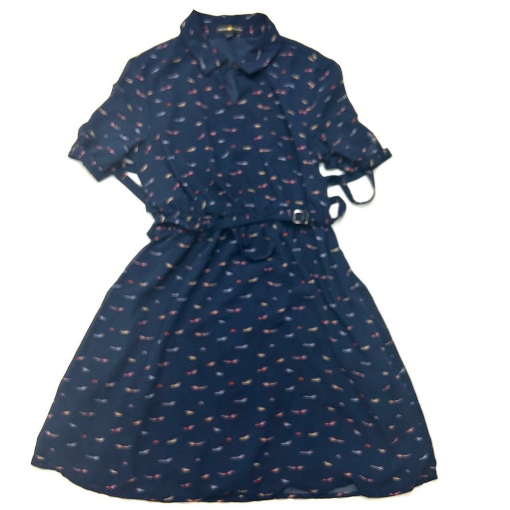 Cache Cache Swimmer Print Swim Team Navy Blue Patterned Dress